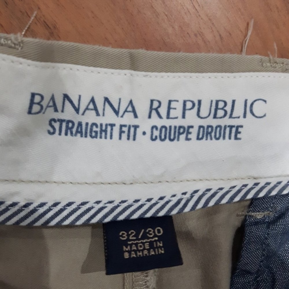 MENS BANANA REPUBLIC STRAIGHT FIT COTTON PANTS- OFF WHITE- 32/30 - Picture 8 of 13